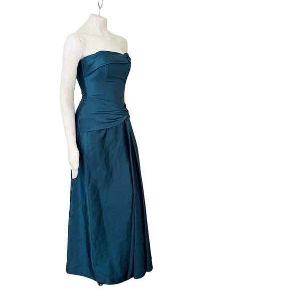 NWT VTG JESSICA MCCLINTOCK Drop Waist Strapless Formal Satin Gown in Teal SZ 4 - Picture 5 of 12